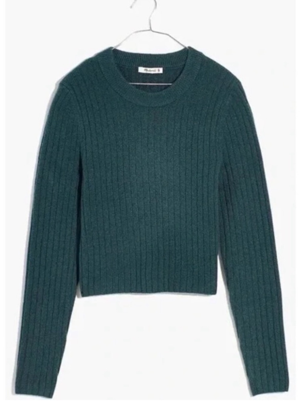 Madewell Deep Teal Ribbed Crewneck Sweater